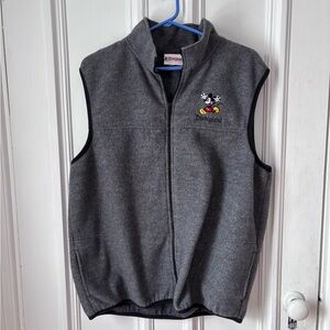 Women’s Vintage Disneyland Grey Fleece Vest Embroidered Mickey Mouse Logo 2X
